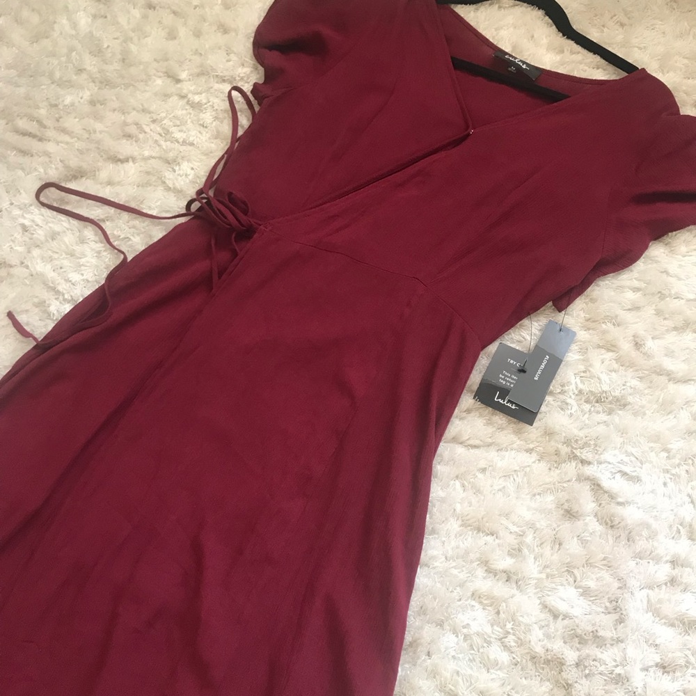 NEW **Lulu’s burgundy maxi wrap dress M